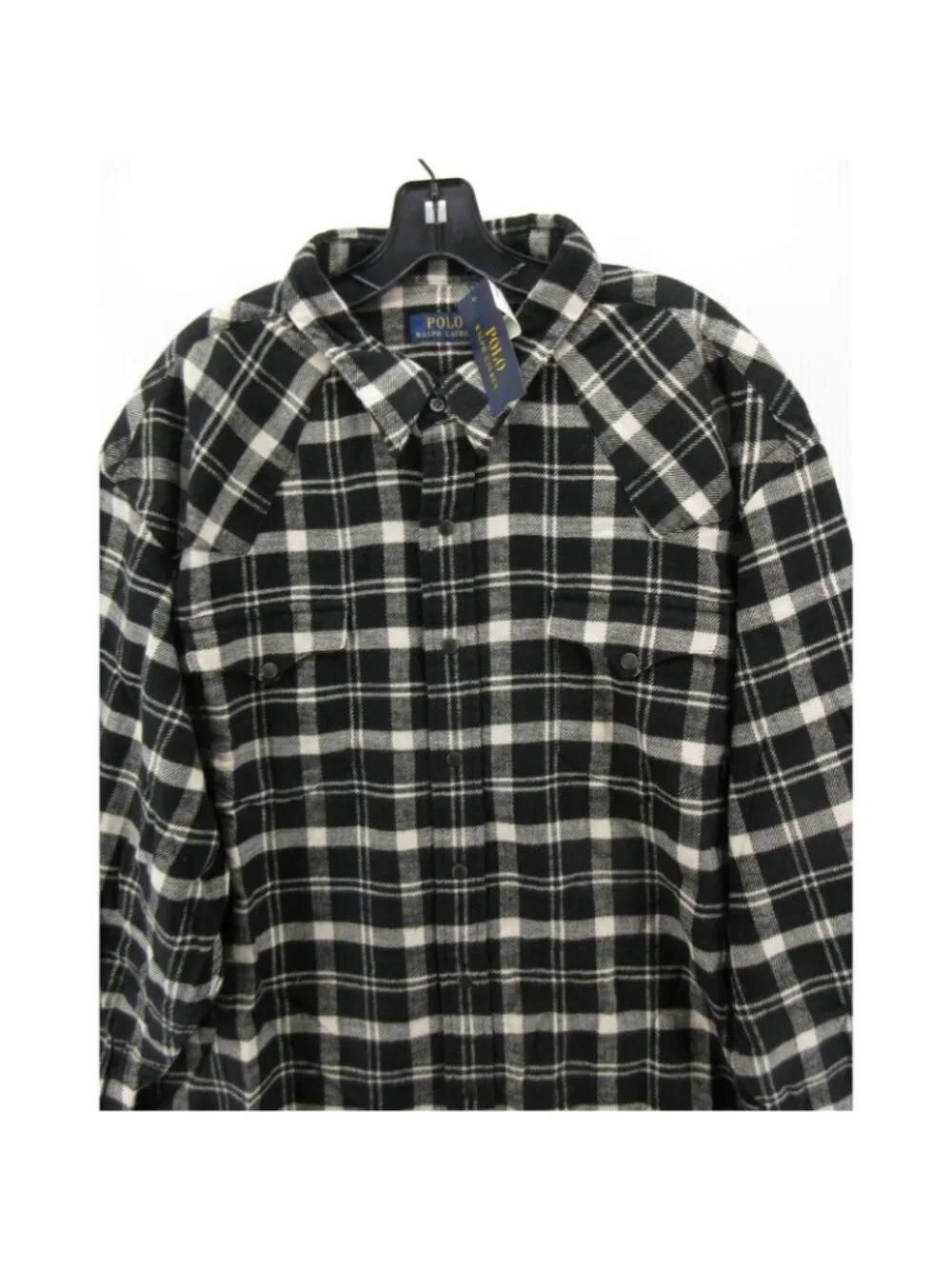 Polo Ralph Lauren Shirt 3XB Flannel Western Snap Plaid Flap Pockets